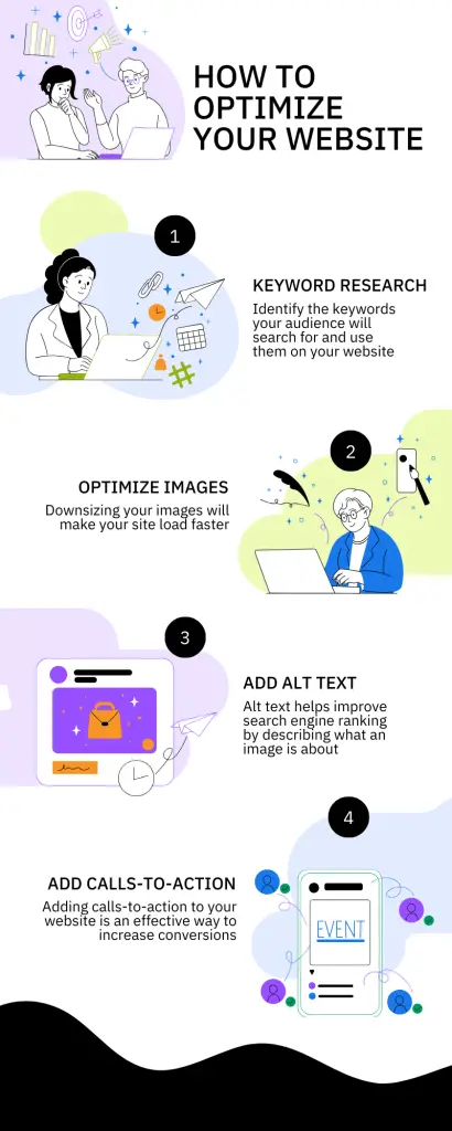 White and Pastel Website Optimization Tips Infographic